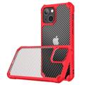 Anti-Shock iPhone 14 Pro Hybrid Skal - Kolfiber - Röd