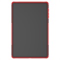 Samsung Galaxy Tab S7+/S8+ Greppvänligt Hybrid Skal med Stativ - Röd / Svart