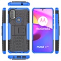 Anti-Slip Motorola Moto E20/E30/E40 Hybrid Skal med Stativ - Blå / Svart