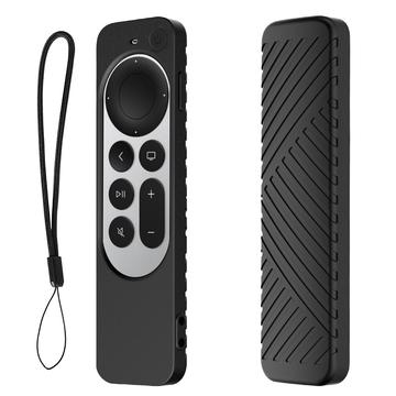 Apple TV 4K Siri Remote (3:e generationen) Skyddande silikonfodral med nyckelband - Svart
