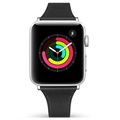 Apple Watch 7/SE/6/5/4/3/2/1 Premium Läderarmband - 45mm/44mm/42mm - Svart