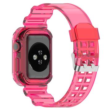 Apple Watch Series 11/10 Ersättningssilikonrem med Integrerad Ram - 42mm - Gennemsigtig Rosa