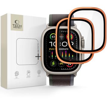 Apple Watch Ultra/Ultra 2/Ultra 3 Tech-Protect Glasring Skärmskydd av härdat glas - 9H, 2 st. - Kosmisk orange