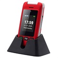 Artfone C10 Flip Mobiltelefon för Äldre - Dual SIM, SOS - Röd