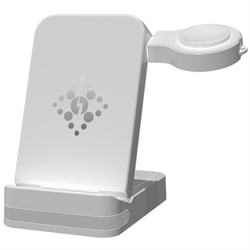 B-27 3-i-1 vikbar trådlös laddare med nattlampa - 15W - Vit