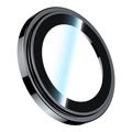 BENKS 3 delar / set kameralinsskydd för iPhone 15 Pro / 15 Pro Max Corming Grila glaslinsfilm med ram av aluminiumlegering - svart