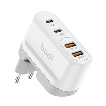 BUDI AC326TQEW Multiport 40W laddare med 2x USB-C/USB-A - Vit