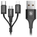 Baseus 3-i-1 USB Kabel - Lightning, Typ-C, MicroUSB