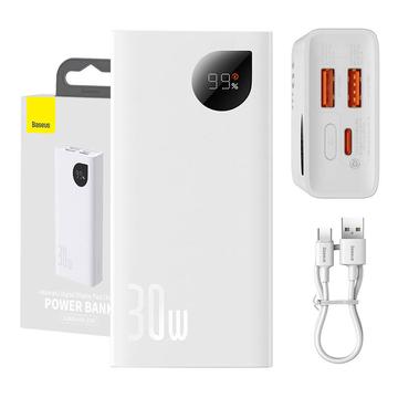 Baseus Adaman2 Power Bank med digital display 10000mAh - 2xUSB, USB-C, 30W - Vit