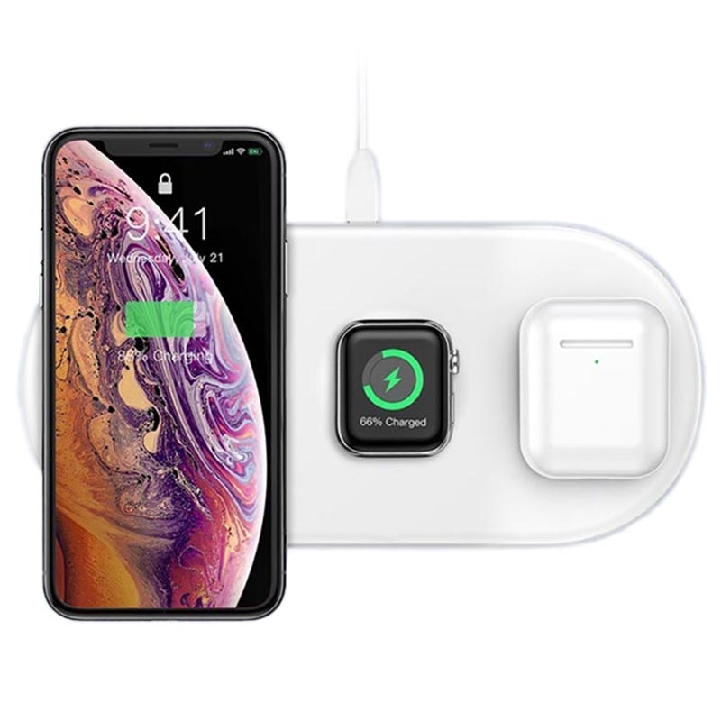 Baseus BS IW04 Smart 3 i 1 Qi Trådlös Laddningsplatta 18W Vit Baseus BS IW04 Smart 3 i 1 Qi Trådlös Laddningsplatta 18W Vit