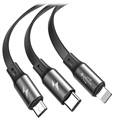 Baseus 3-i-1 Infällbar USB Kabel - 1.2m - Grå