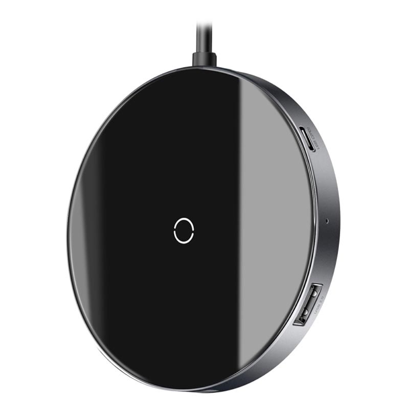 Baseus Circular Mirror Trådlös Laddare och Hub Typ C PD, 4x USB Baseus Circular Mirror Trådlös Laddare och Hub Typ C PD, 4x USB