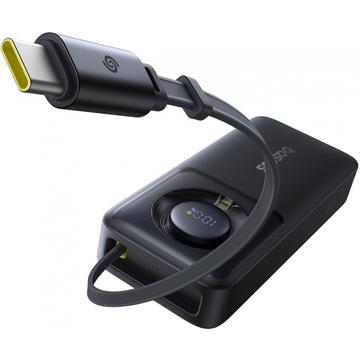 Baseus Free2Pull 10000mAh Powerbank med USB-C-kabel - 30W - Svart