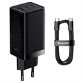Baseus GaN3 Pro Snabb Väggladdare med USB-C Kabel - 1m - Svart