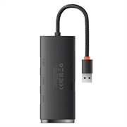 Baseus Lite Series Hub 4in1 WKQX030001 USB till 4x USB 3.0, 25 cm - Svart