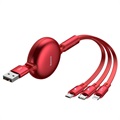 Baseus Little Octopus 3-i-1 Kabel - Lightning, USB-C, MicroUSB - Röd
