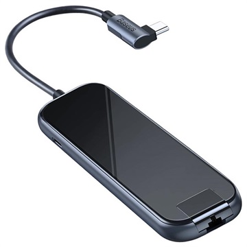 Baseus Mirror USB-C-Hubb CAHUB-DZ0G - USB 3.0, RJ45, HDMI, PD - Grå