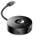 Baseus Round Box 4-portars USB 3.0 Hubb med MicroUSB Strömförsörjning - Svart