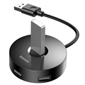 Baseus Round Box 4-portars USB 3.0 Hubb med MicroUSB Strömförsörjning - Svart