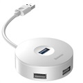 Baseus Round Box 4-portars USB 3.0 Hubb med MicroUSB Strömförsörjning - Vit