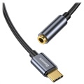 Baseus USB-C / 3.5mm Ljud Adapterkabel CAHUB-EZ0G - Mörkgrå