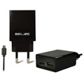 Beline Universell Dual-Port Laddare & MicroUSB Kabel - Svart