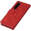 Bi-Color Series Sony Xperia 1 III Plånboksfodral - Röd