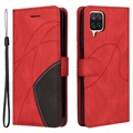 Bi-Color Series Samsung Galaxy A12 Plånboksfodral - Röd