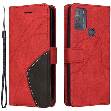 Bi-Color Series Motorola Moto G50 Plånboksfodral - Röd