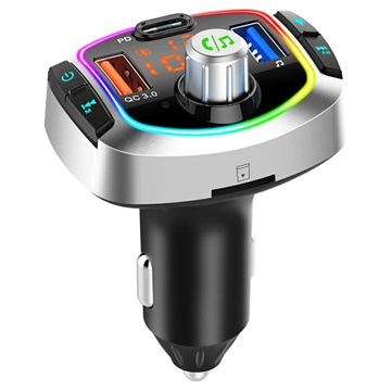 Bluetooth FM-sändare & Billaddare med LED-ljus BC63 - Svart