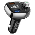 Bluetooth FM-sändare / Billaddare med QC3.0 T62 - Svart / Silver