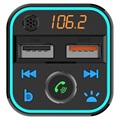 Bluetooth FM-sändare / Snabb Billaddare BT22 med 2x USB - Svart