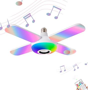 Bluetooth RGB musik LED-taklampa med 4 vikbara blad - E27