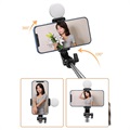 Bluetooth Selfie Stick & Tripod Stativ med Ljus KH1S - Svart