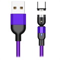Flätad Roterande Magnetisk USB Typ-C Kabel -  2m - Lila