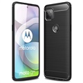 Motorola Moto G 5G Borstat TPU-skal - Kolfiber - Svart