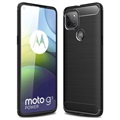 Motorola Moto G9 Power Borstat TPU-skal - Kolfiber - Svart