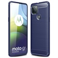 Motorola Moto G9 Power Borstat TPU-skal - Kolfiber - Blå