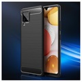 Samsung Galaxy A42 5G Borstat TPU-skal - Kolfiber - Svart