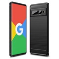 Google Pixel 7 Pro Borstat TPU Skal - Kolfiber - Svart