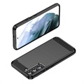 Samsung Galaxy S22 5G Borstat TPU-skal - Kolfiber - Svart