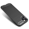 iPhone 12 Pro Max Borstat TPU Case - Kolfiber - Svart