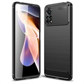 Xiaomi Poco X4 Pro 5G Borstat TPU-skal - Kolfiber - Svart