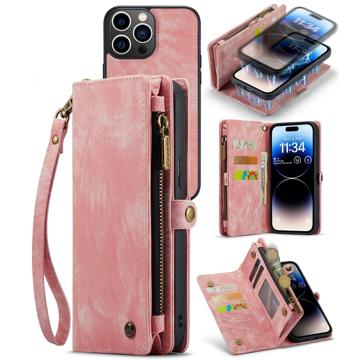 Caseme 2-i-1 Multifunktionell iPhone 14 Pro Max Plånboksfodral - Rosa