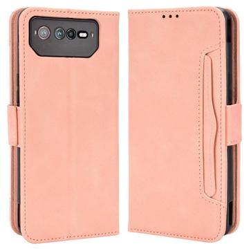 Cardholder Serie Asus ROG Phone 6/6 Pro Plånboksfodral - Rosa