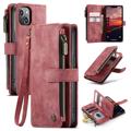 Caseme C30 Multifunktionell iPhone 14 Plånboksfodral - Röd