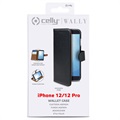Celly Wally iPhone 12/12 Pro Plånboksfodral - Svart