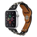 Apple Watch Series 7/SE/6/5/4/3/2/1 Kedja Läderarmband - 41mm/40mm/38mm - Svart