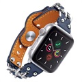 Apple Watch Series 7/SE/6/5/4/3/2/1 Kedja Läderarmband - 45mm/44mm/42mm - Blå