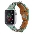 Apple Watch Series 7/SE/6/5/4/3/2/1 Kedja Läderarmband - 45mm/44mm/42mm - Grön